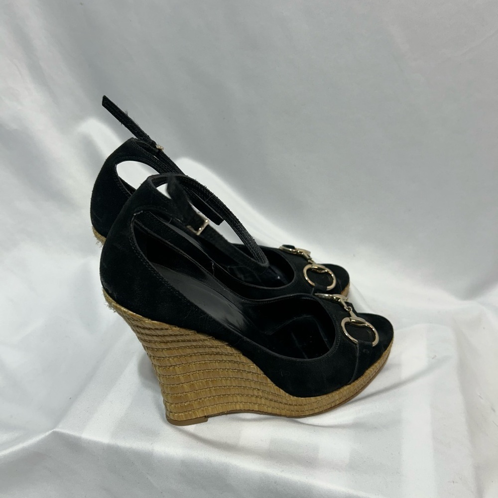 GUCCI espadrilles wedges with horsebit design and ankle strap. Size 8. B… - Picture 7 of 15